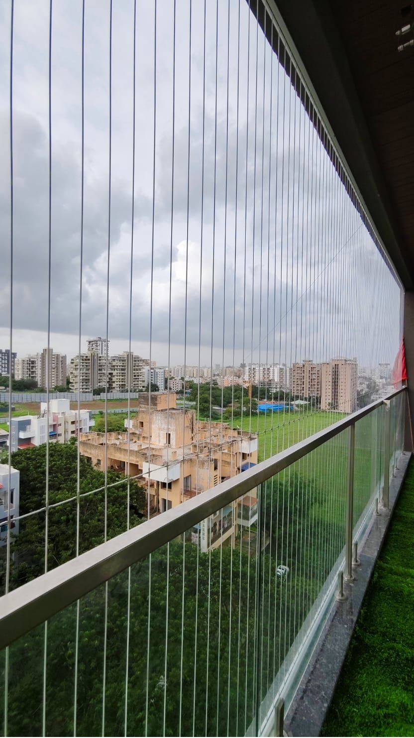 High-rise apartment invisible grill installation